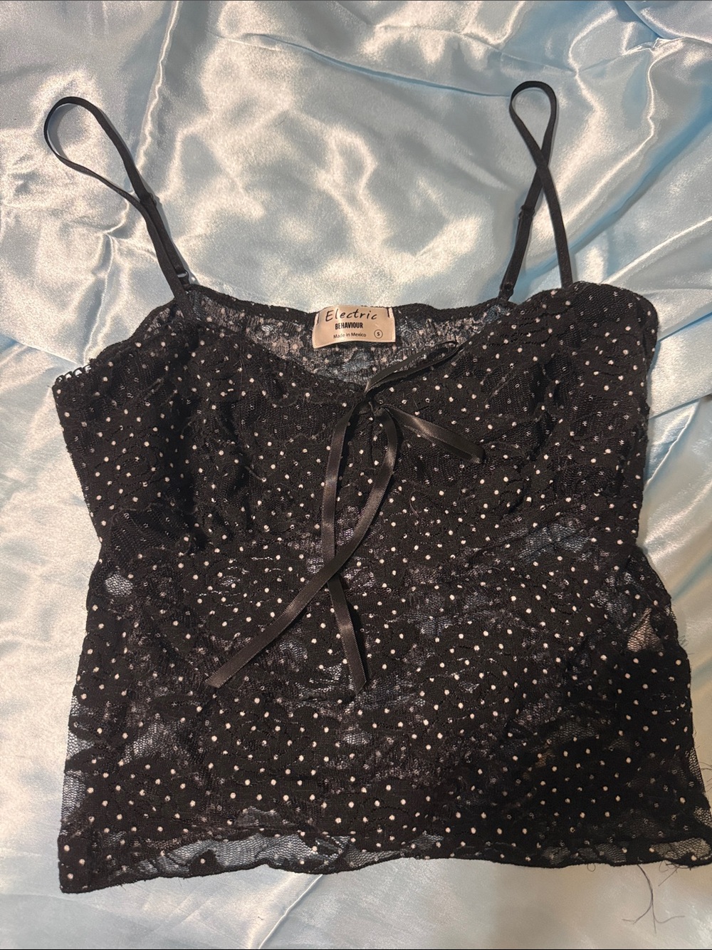 Electric Family Black Lace Polka Dot Cami